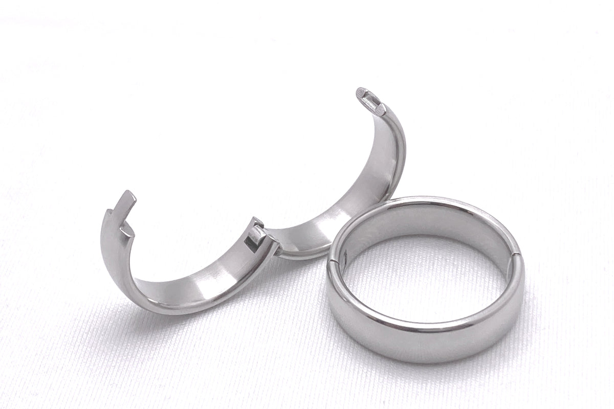 Hinged rings go on easily around swollen knuckles to fit your finger ...
